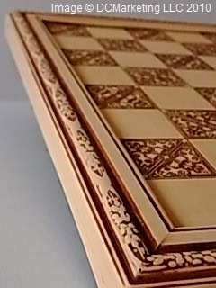'Victorian Ivory' Ornamental Resin Chess Board - 35.5cm